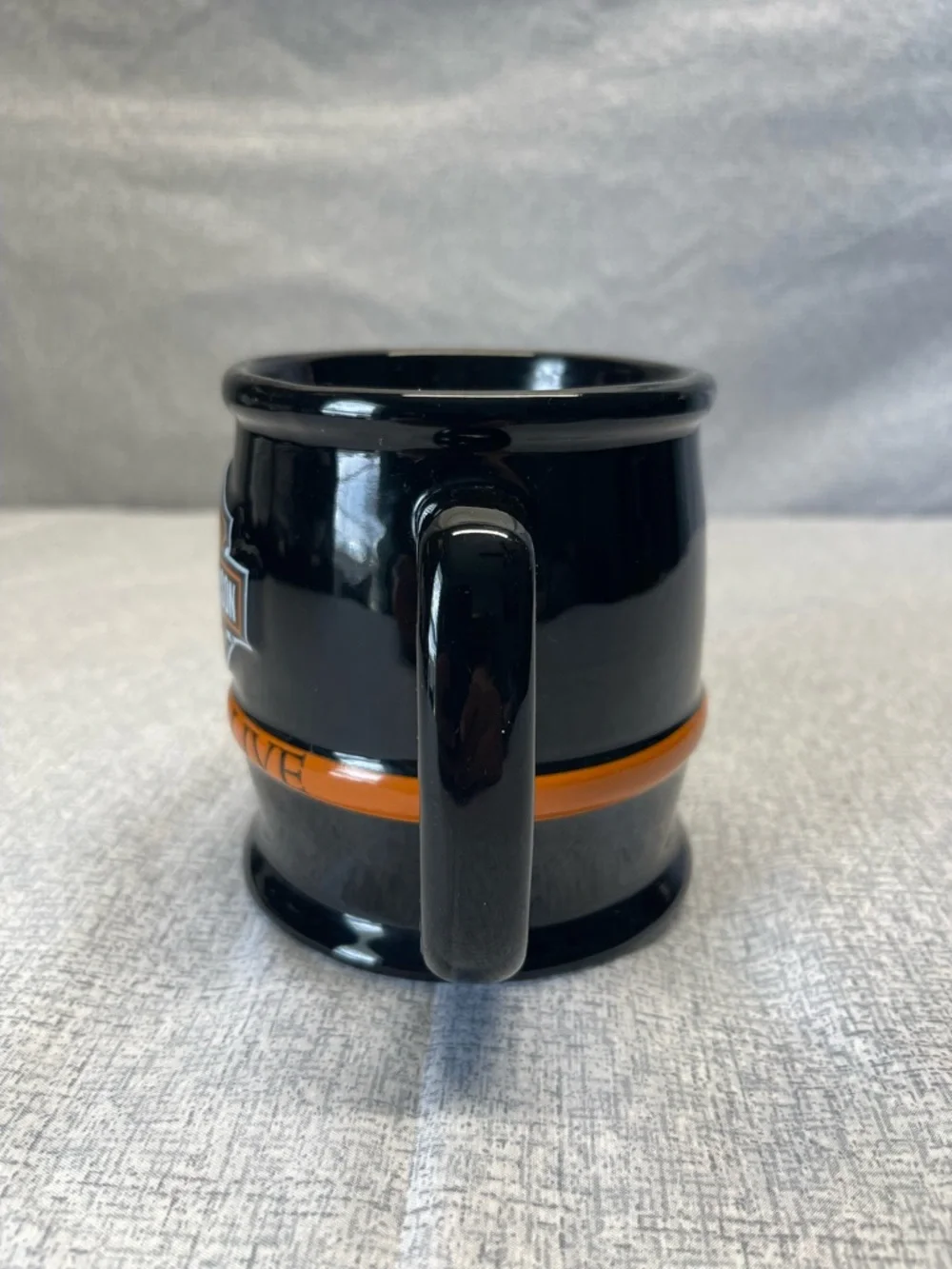 Harley Davidson Barrel Style Ceramic Mug Raised Tire Tread “Ride To live “
